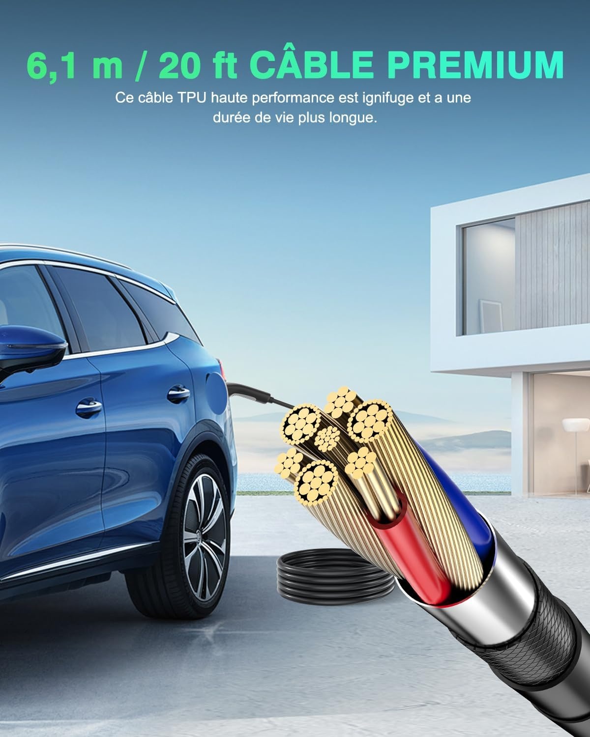 EVDANCE Electric Car Charger P17 - [7.36kW, 23ft, 10-32A] with 1-12h Delay Portable Type 2 EV Charger Mobile Charging Station/Wallbox, Silver