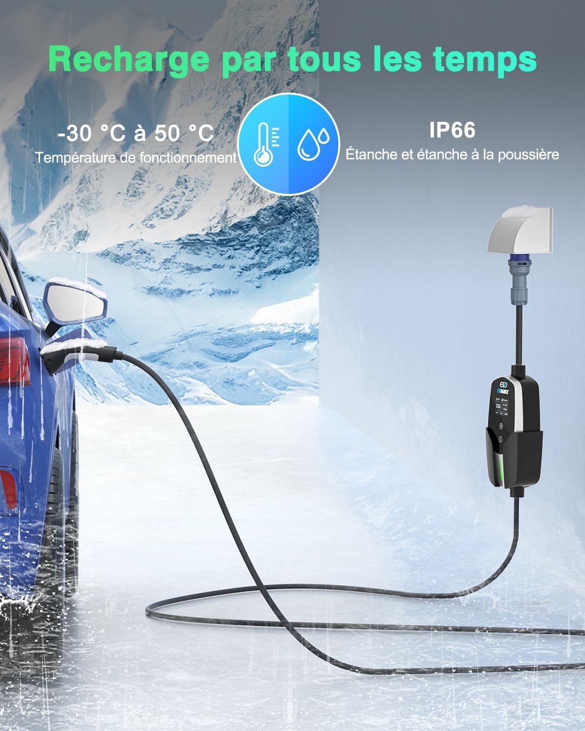 EVDANCE Electric Car Charger P17 - [7.36kW, 23ft, 10-32A] with 1-12h Delay Portable Type 2 EV Charger Mobile Charging Station/Wallbox, Silver