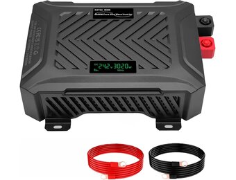 DATOUBOSS Universele dubbele spanningsomvormer, 12 V/24 V naar 230 V, 1500 W/3000 W, zuivere sinus 3000 W/6000 W piekvermogen, met intelligent detectiesysteem, lcd-display en 2 EU-stopcontact - Maat 12V1500W/24V3000W
