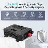 DATOUBOSS Universele dubbele spanningsomvormer, 12 V/24 V naar 230 V, 1500 W/3000 W, zuivere sinus 3000 W/6000 W piekvermogen, met intelligent detectiesysteem, lcd-display en 2 EU-stopcontact - Maat 12V1500W/24V3000W
