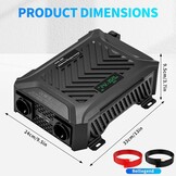 DATOUBOSS Universele dubbele spanningsomvormer, 12 V/24 V naar 230 V, 1500 W/3000 W, zuivere sinus 3000 W/6000 W piekvermogen, met intelligent detectiesysteem, lcd-display en 2 EU-stopcontact - Maat 12V1500W/24V3000W