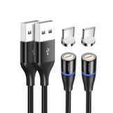 Magnetische USB C Kabel Zwart 2x2m | 72% Korting | 18W QC 3.0 Snelladen