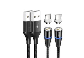 Magnetische USB-C Kabel Zwart (2x 2m) 18W Snelladen