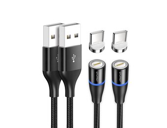 Magnetische USB C Kabel [2m, 2Pack] 18W QC 3.0 Snelladen, Gevlochten Nylon, Type-C Geschikt voor Galaxy S10 - Maat 2m