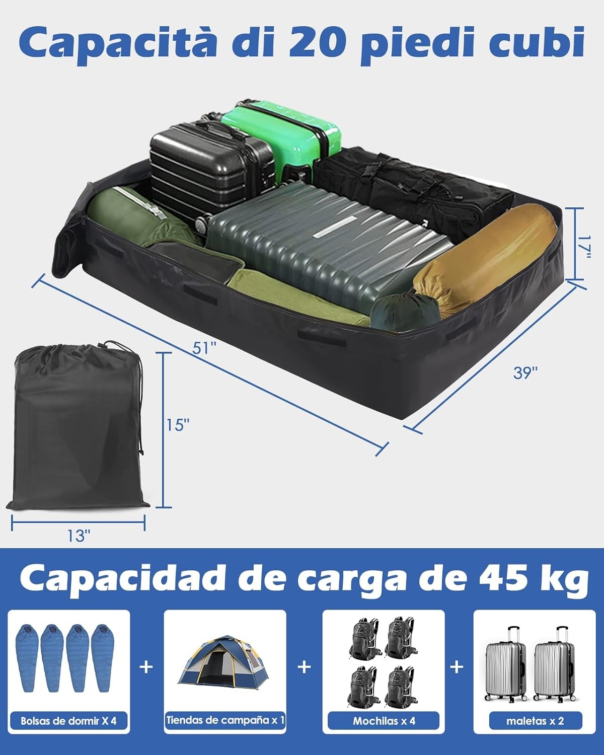 Waterdichte Daktas 565L voor alle auto's | 500D PVC | 29% Korting