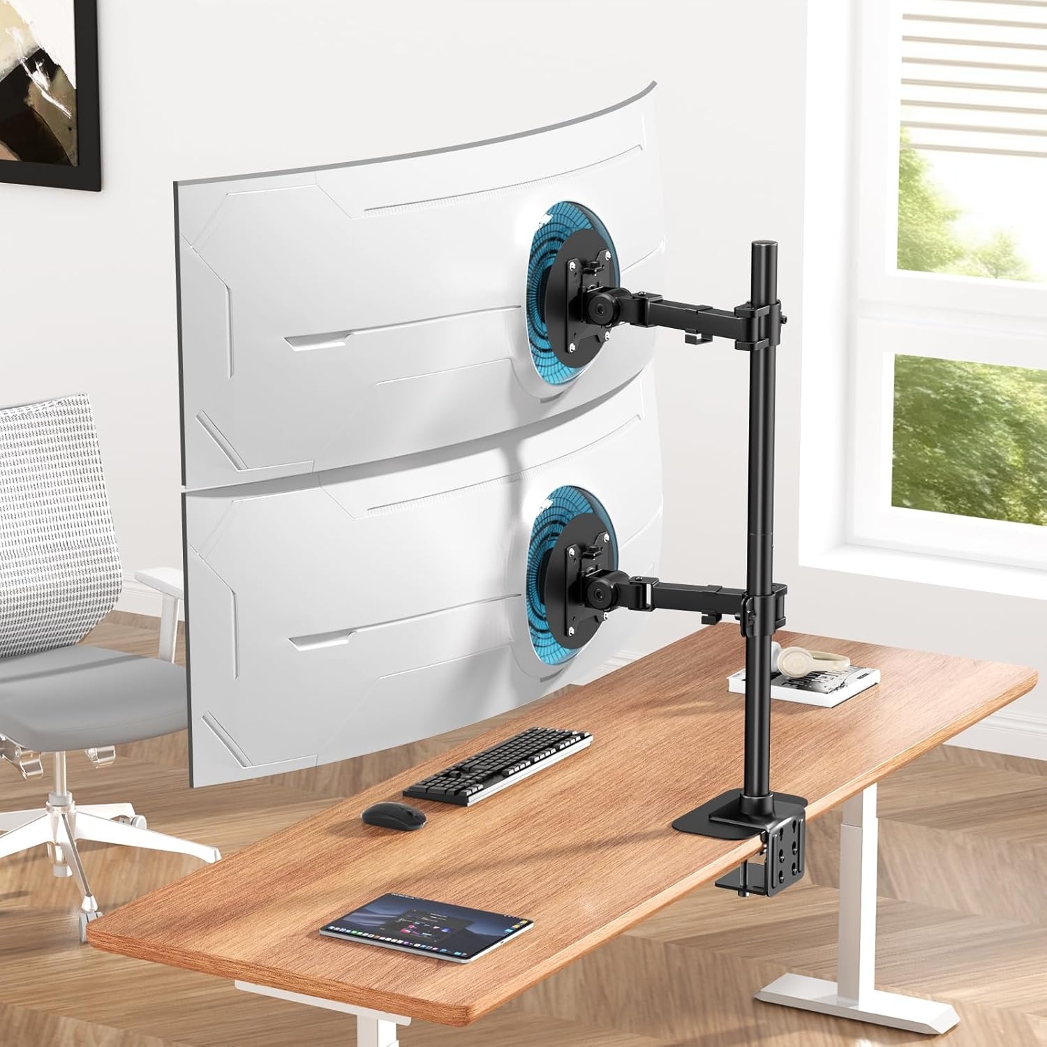 Dubbele Monitorarm voor 17-49" Schermen - Zwart - 34% Korting