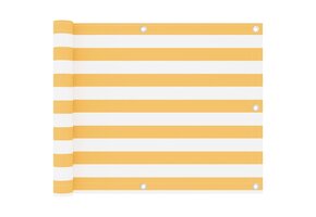 Balkonscherm Oxford Stof Wit/Geel 75x600 cm - 39% Korting!