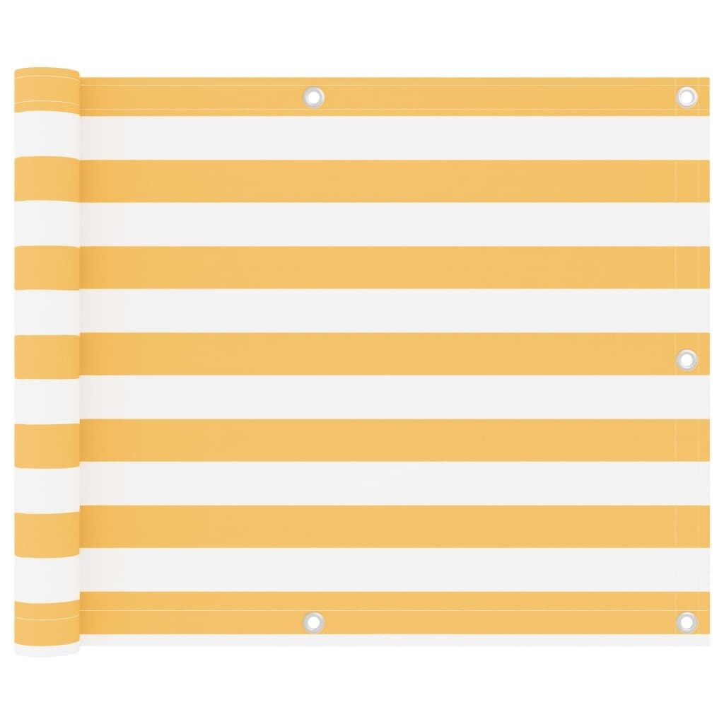 vidaXL Balkonscherm 75x600 cm Oxford Stof Wit/Geel - 33% Korting!