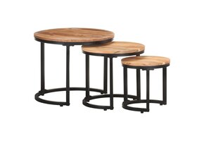 VidaXL Bijzettafels Set (3 stuks) Massief Acaciahout - 47% Korting!