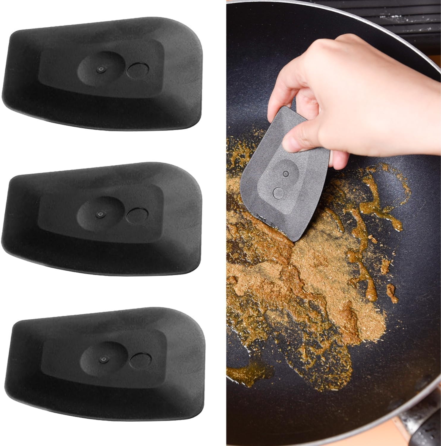 Pannenschraper set (3 stuks) - Kunststof Zwart | Krasvrij