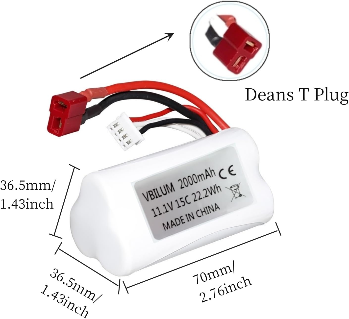 RC Boot Accu 11.1V 2000mAh 15C met T-stekker - 29% Korting