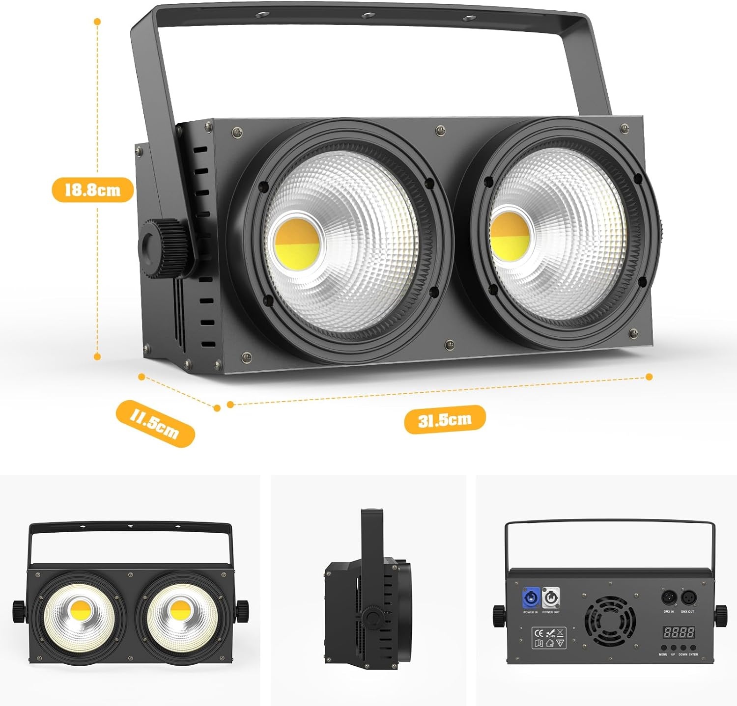 COB LED Par Lamp 200W DMX 8 Kanaals Warm/Koud Wit - 34% Korting!