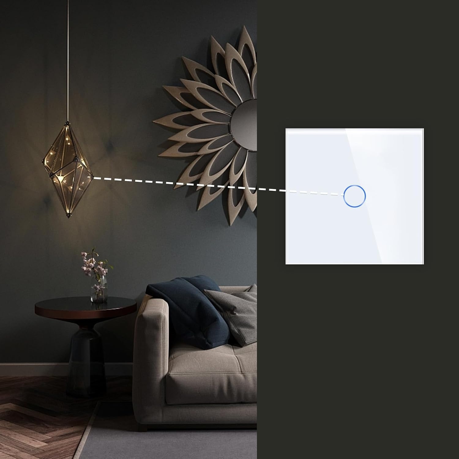 Inbouw Touch Wandschakelaar 1-voudig Wit Kristalglas 27% Korting