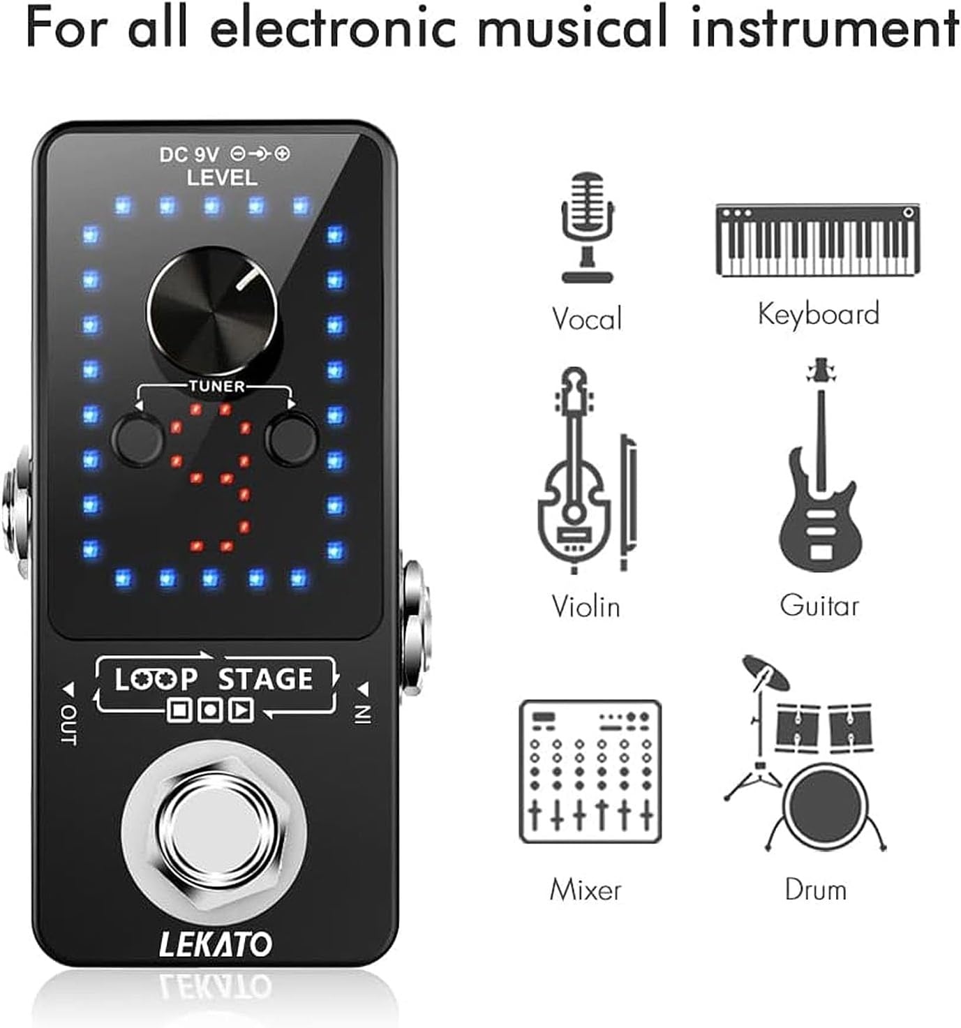 Gitaar Looper Pedaal met 9 Lussen & 40 Min Opname - 29% Korting!