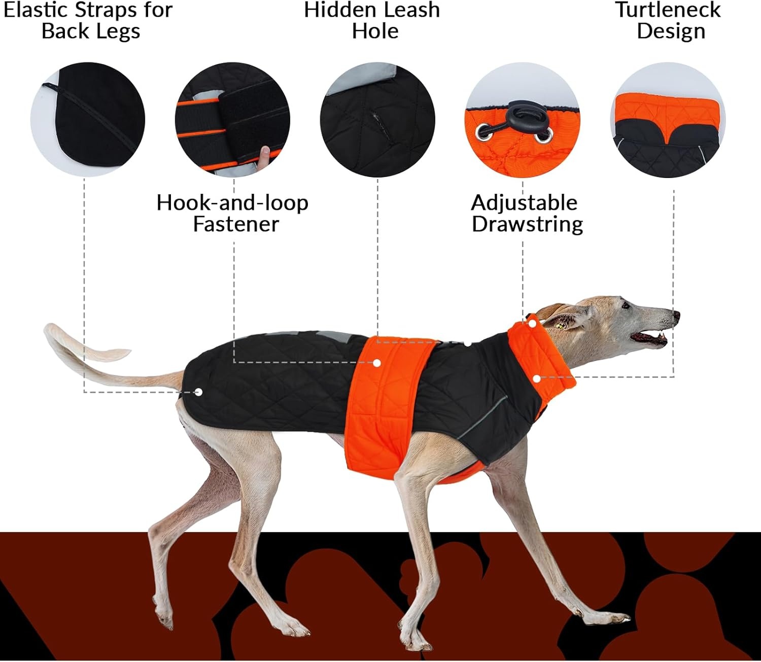 Warme Oranje Winterjas voor Windhonden (XL) - Waterafstotend & Reflecterend