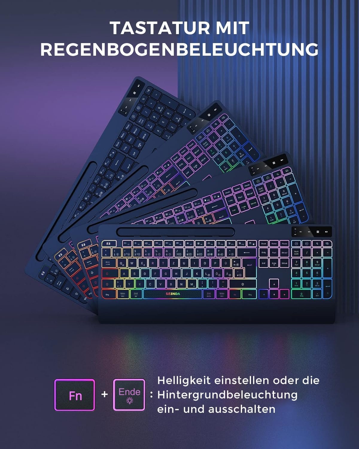 Verlicht QWERTZ Toetsenbord (Zwart) - 57% Korting!