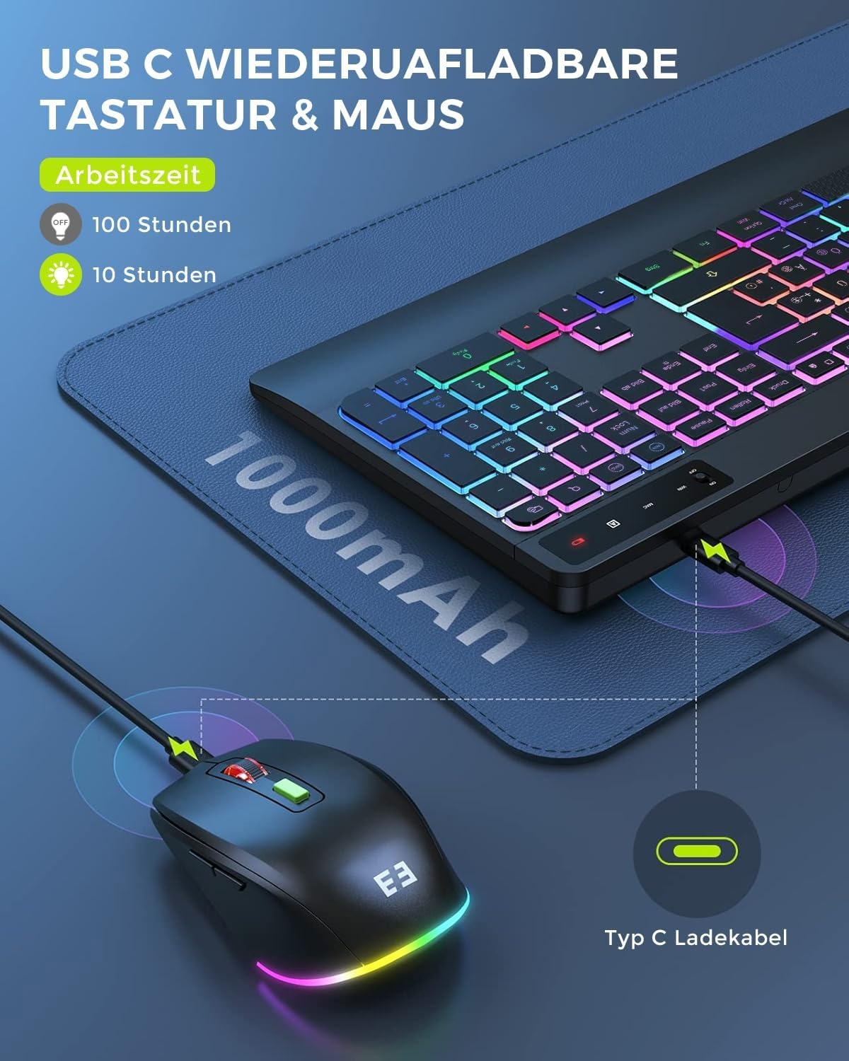 Verlicht QWERTZ Toetsenbord (Zwart) - 57% Korting!