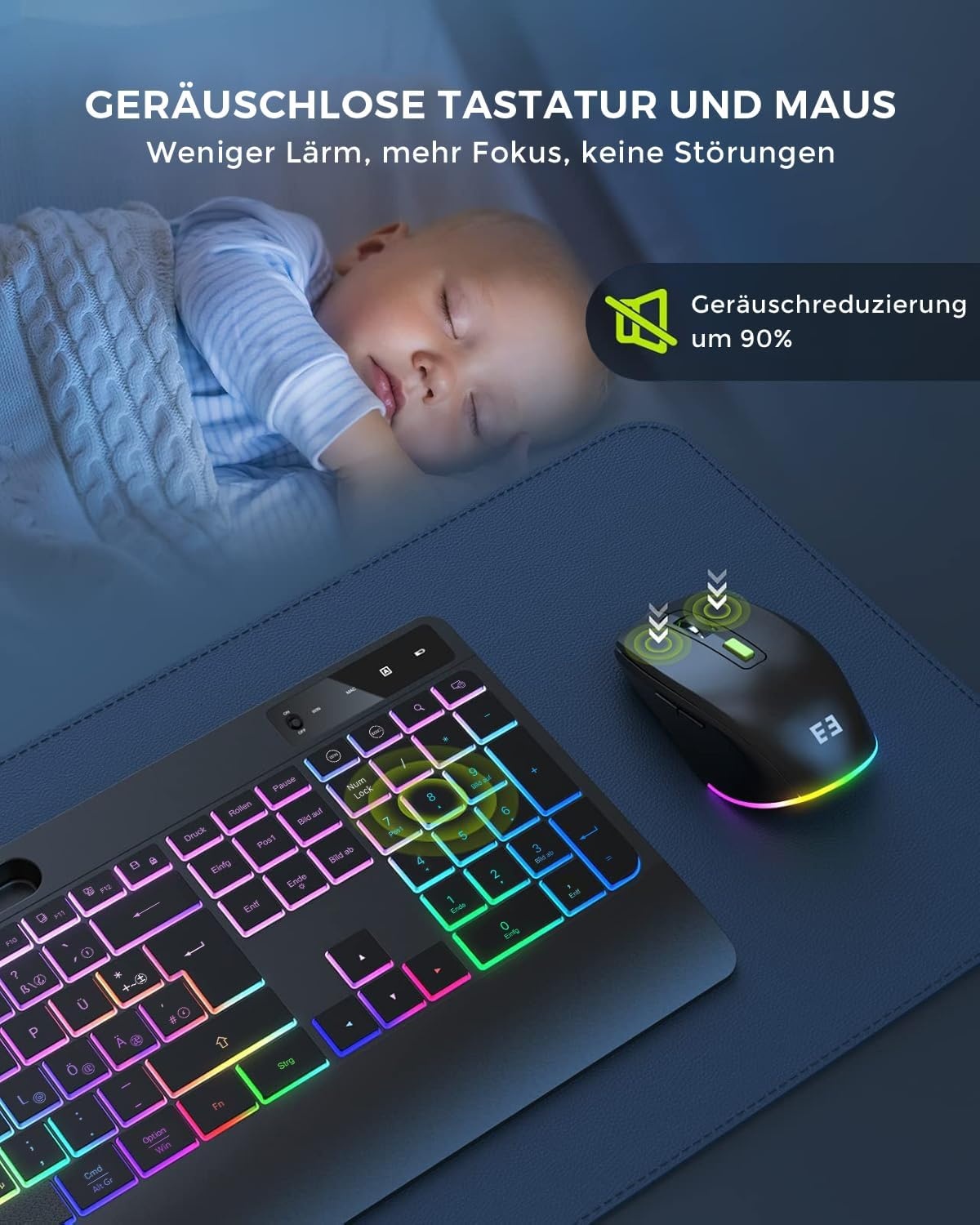 Verlicht QWERTZ Toetsenbord (Zwart) - 57% Korting!