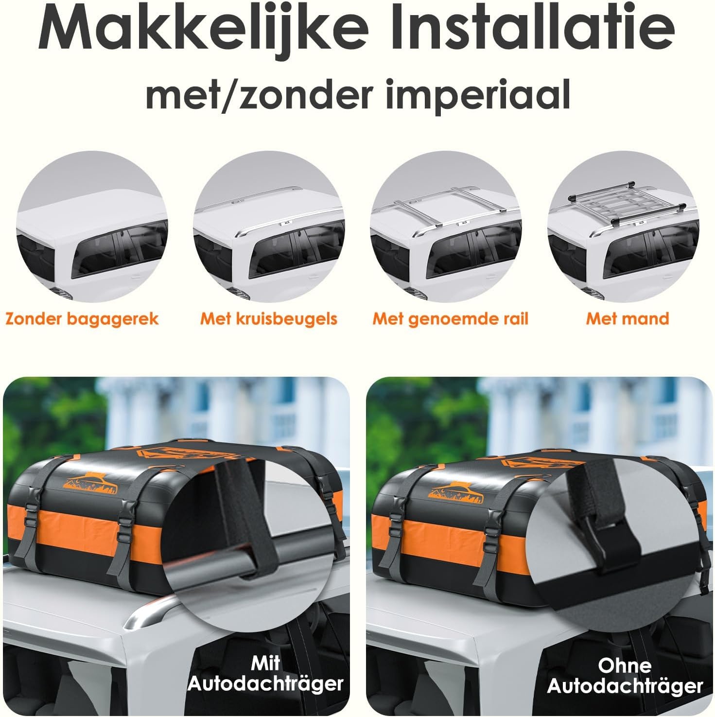 Opvouwbare Dakkoffer 566L Oranje - Waterdicht & Universeel