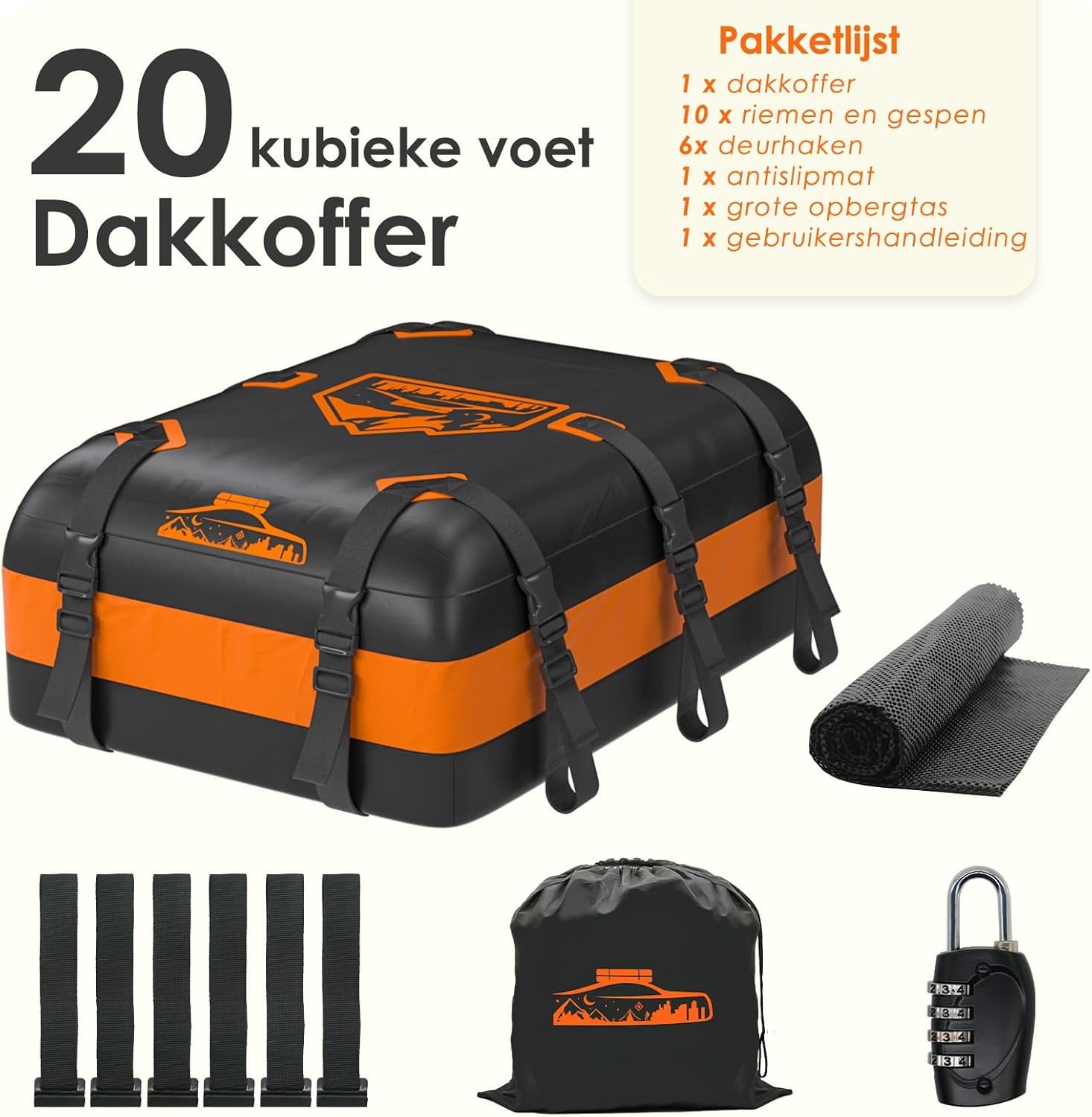 Opvouwbare Dakkoffer 566L Oranje - Waterdicht & Universeel