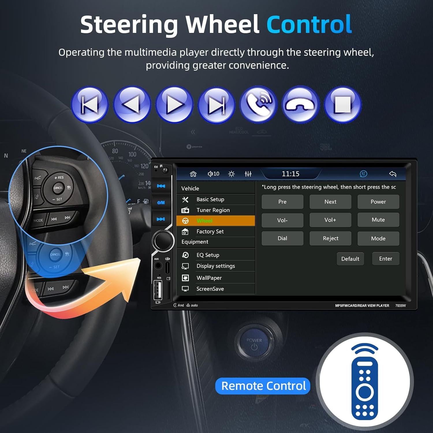 2 DIN Autoradio met draadloos CarPlay/Android Auto & 7" Touchscreen (29% korting)