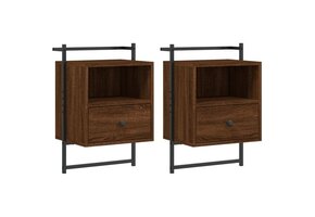 Nachtkastjes Bruineiken Wandmontage 2 Stuks - 35% Korting