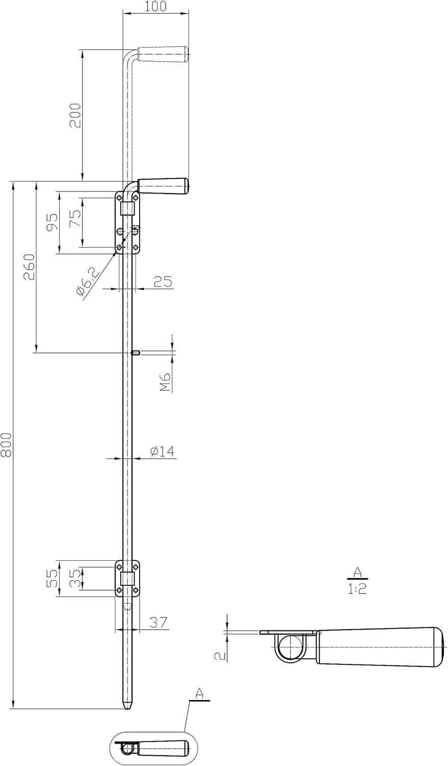 Deur- en Poortgrendel Verzinkt Zilver 14mm Bout (56% Korting)