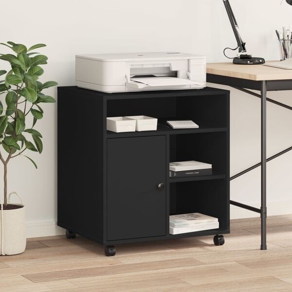 Printerkastje Zwart met Wielen 60x50x67 cm | 54% Korting