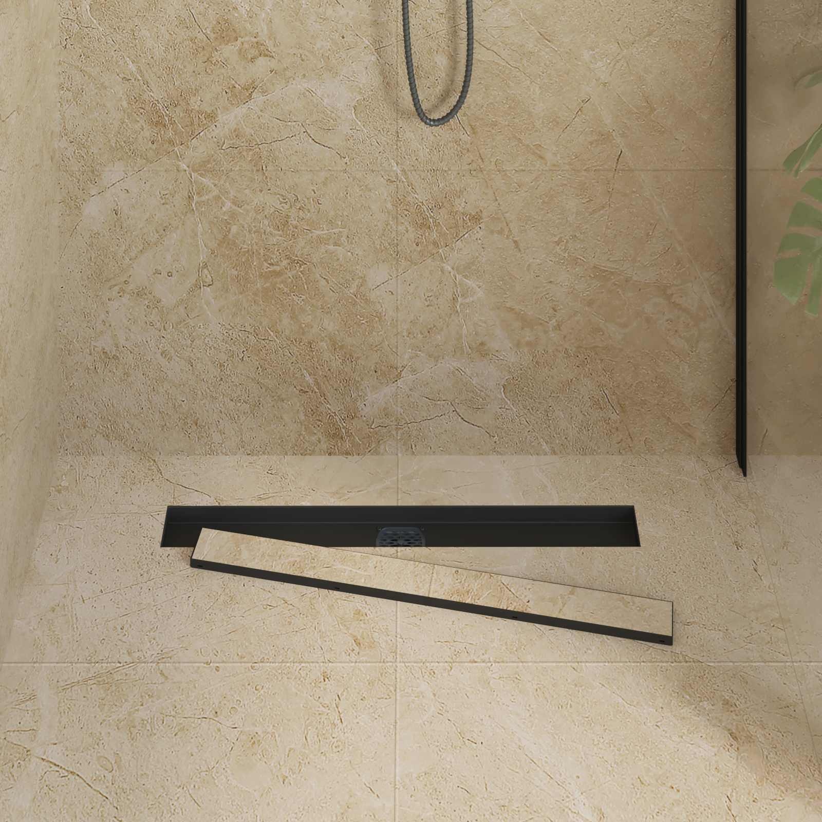 Moderne Doucheafvoer 2-in-1 met 360° Sifon Zwart 70 cm - 53% Korting!