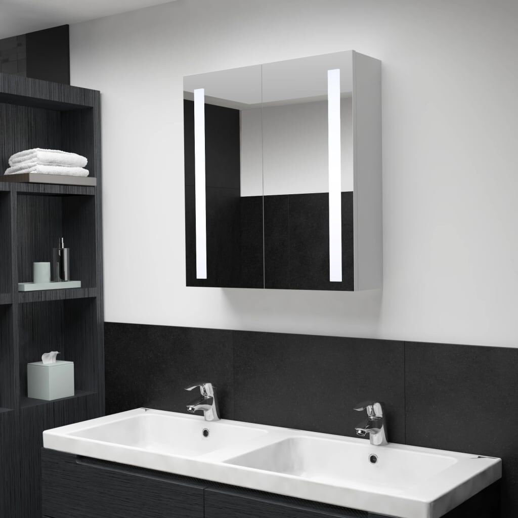 Badkamerkast met Spiegel & LED (60x14x62 cm) - 35% Korting