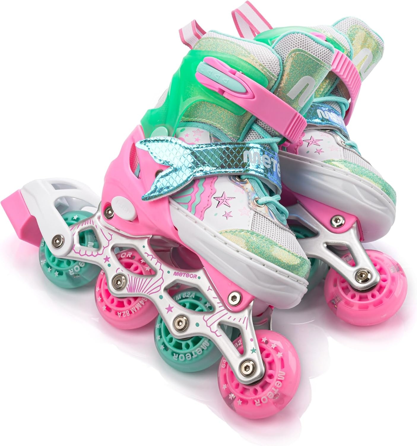 Kinder inline skates met LED wielen, verstelbaar, Maat S, Mermaid