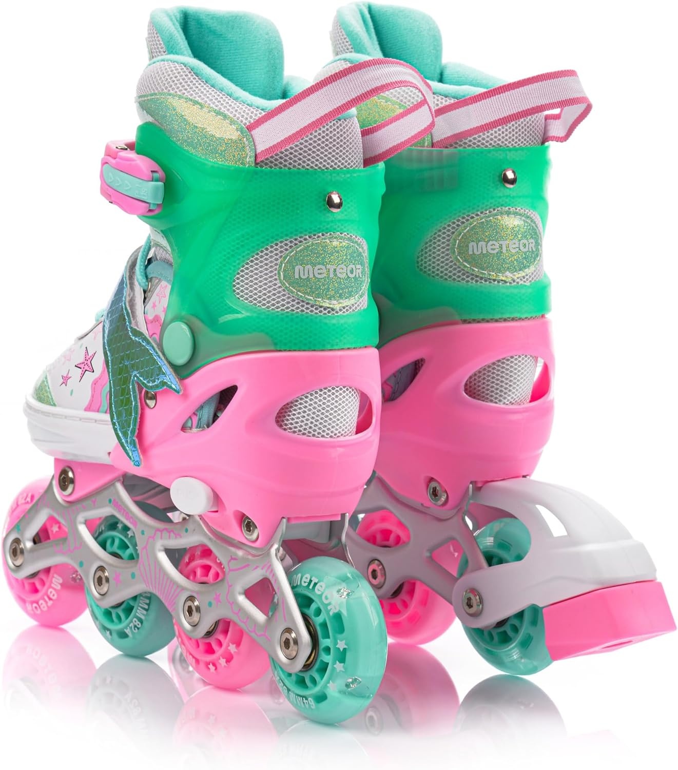 Kinder inline skates met LED wielen, verstelbaar, Maat S, Mermaid