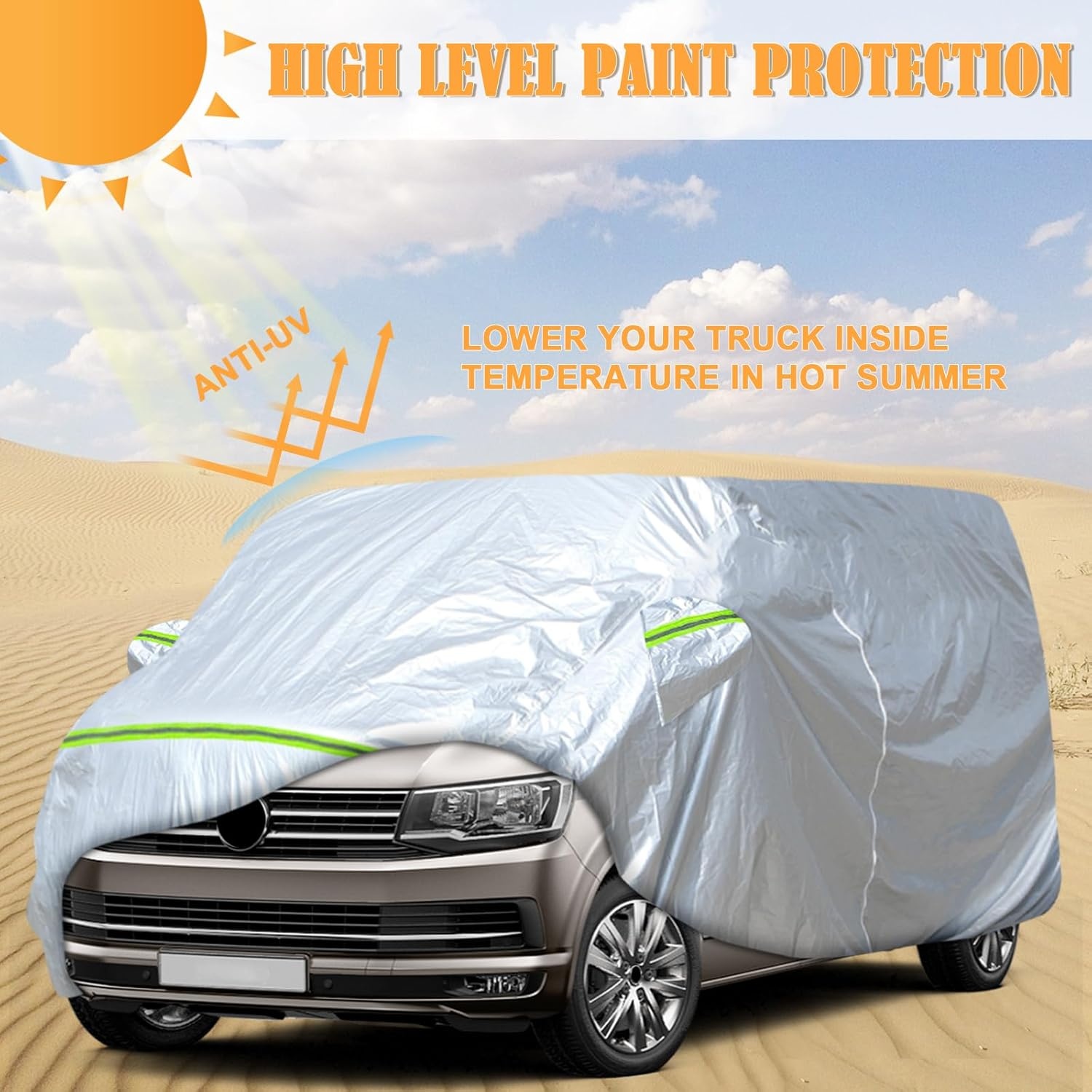 Waterdichte Autohoes Zilver UV-bescherming VW T5/T6 LWB Transporter (34% korting)