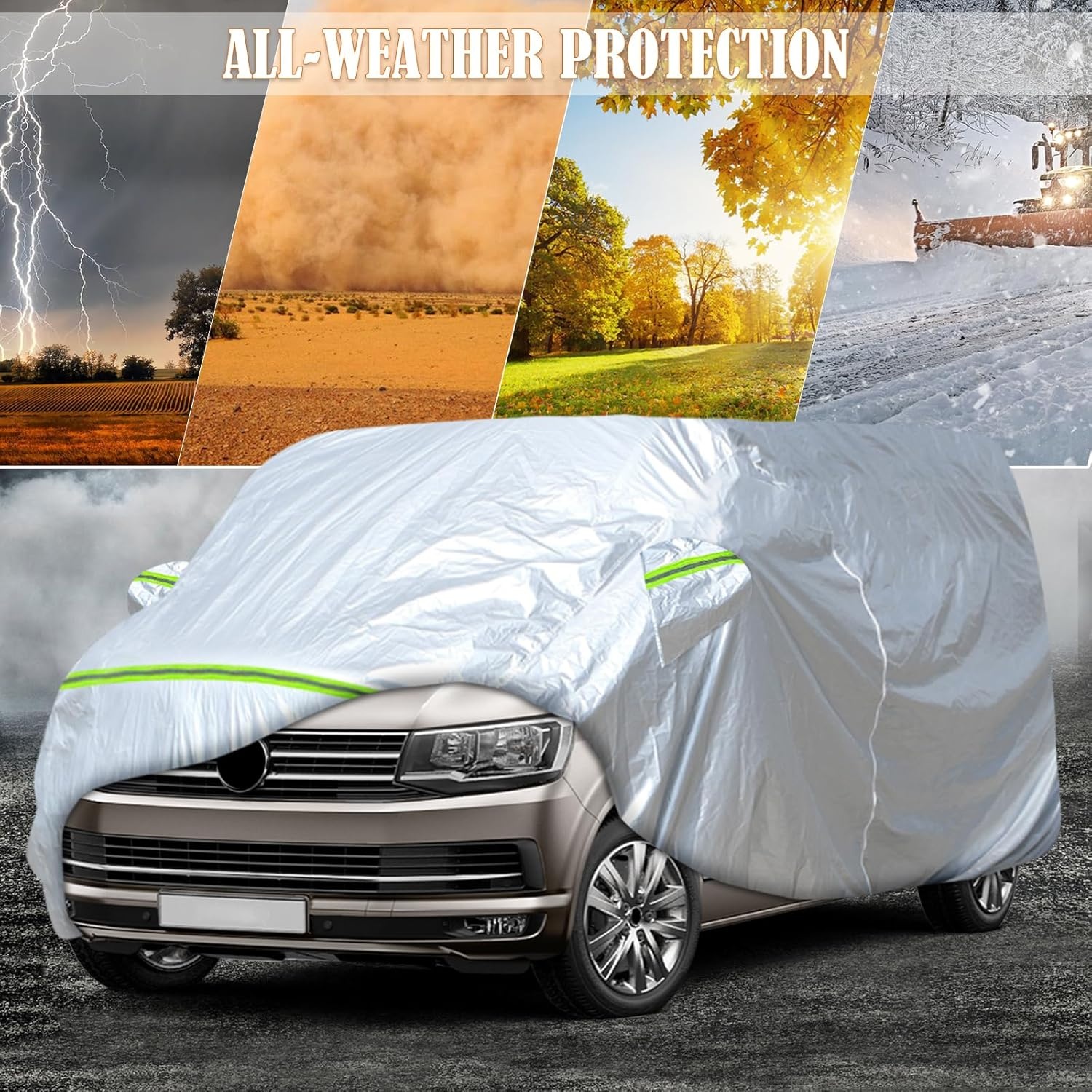 Waterdichte Autohoes Zilver UV-bescherming VW T5/T6 LWB Transporter (34% korting)