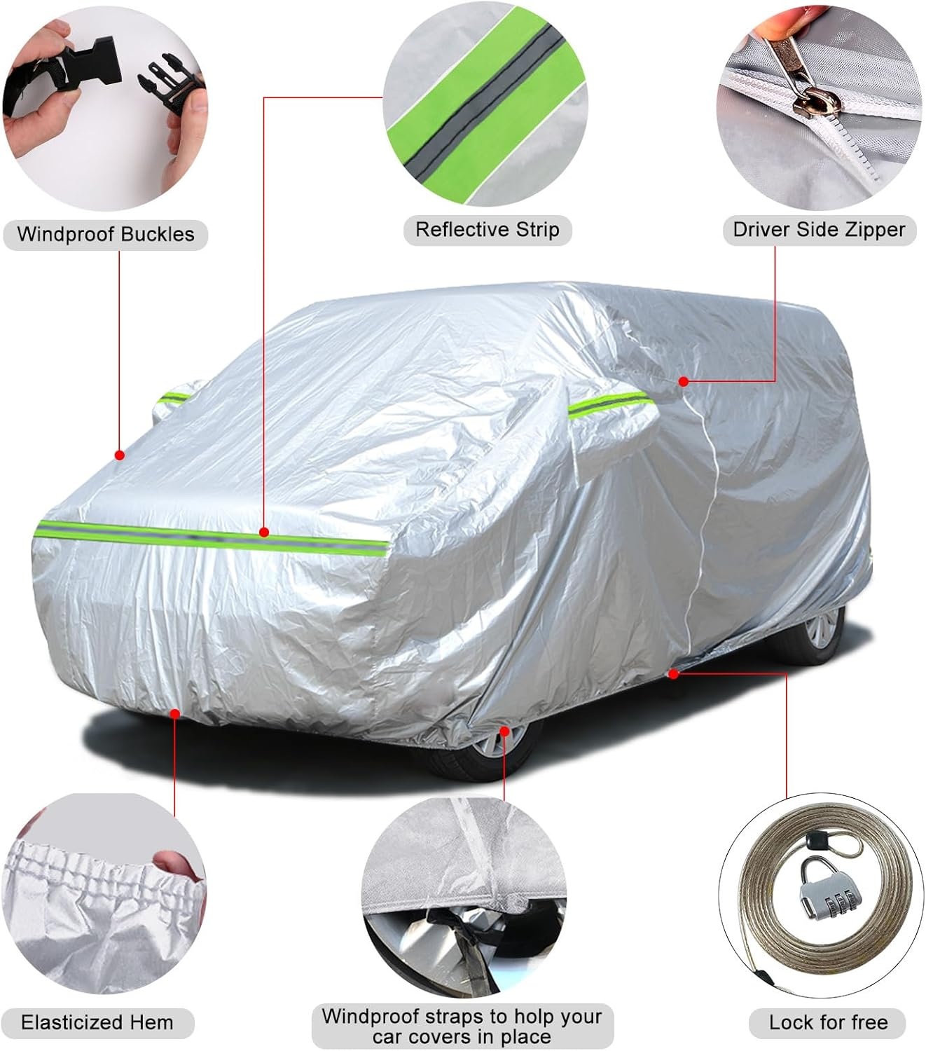 Waterdichte Autohoes Zilver UV-bescherming VW T5/T6 LWB Transporter (34% korting)