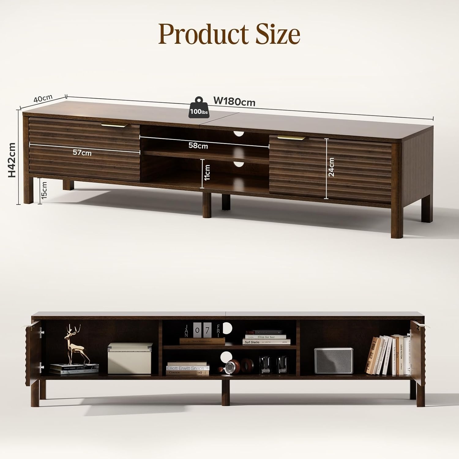 TV-meubel 180cm Bruin Hout met 55% Korting