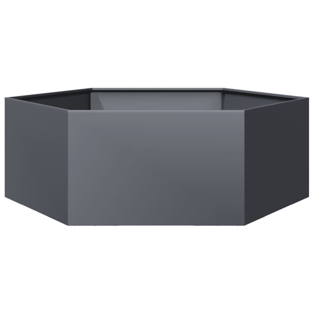 vidaXL Zeshoekige Plantenbak 138x120x45cm Staal Antraciet - 34% Korting