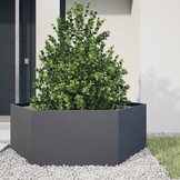 vidaXL Zeshoekige Plantenbak 138x120x45cm Staal Antraciet - 34% Korting