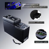 Middenconsole Opbergbox Draadloos Opladen VW T4-T7.1 | 5x USB | Zwart