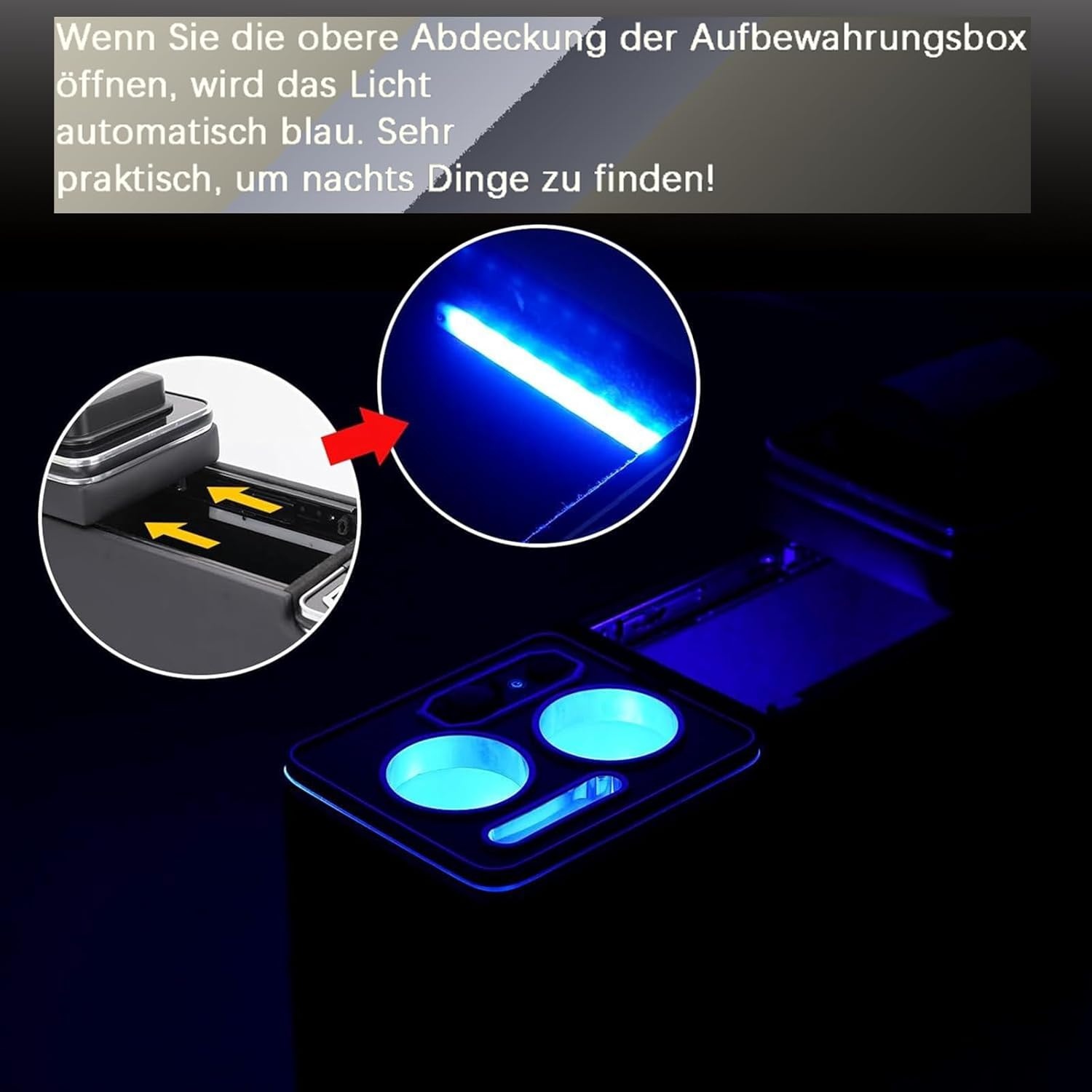 Middenconsole Opbergbox Draadloos Opladen VW T4-T7.1 | 5x USB | Zwart