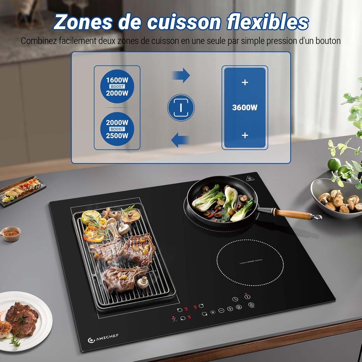 Inductiekookplaat 60cm | 4 Zones | Flexibel | 7200W | 35% Korting