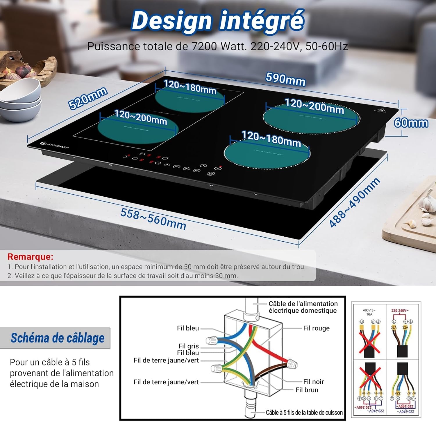 Inductiekookplaat 60cm | 4 Zones | Flexibel | 7200W | 35% Korting