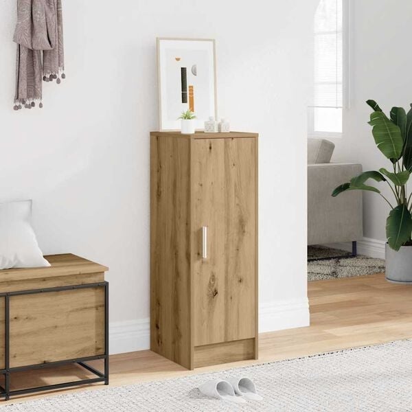 Schoenenkast van bewerkt hout - 32x35x92 cm - Oud houtkleurig - 34% Korting