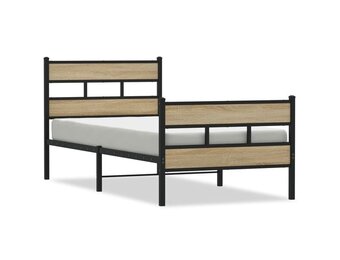 vidaXL Bedframe Metaal Sonoma Eiken 90x200cm - 34% Korting!