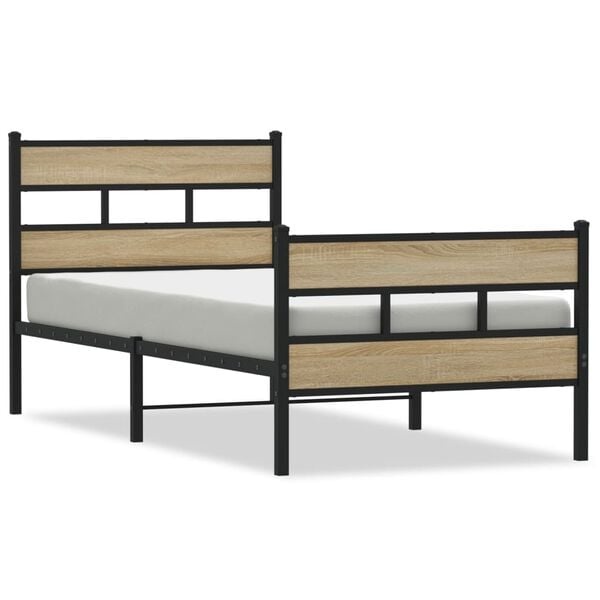 vidaXL Bedframe Metaal Sonoma Eiken 90x200cm - 34% Korting!