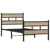 vidaXL Bedframe Metaal Sonoma Eiken 90x200cm - 34% Korting!