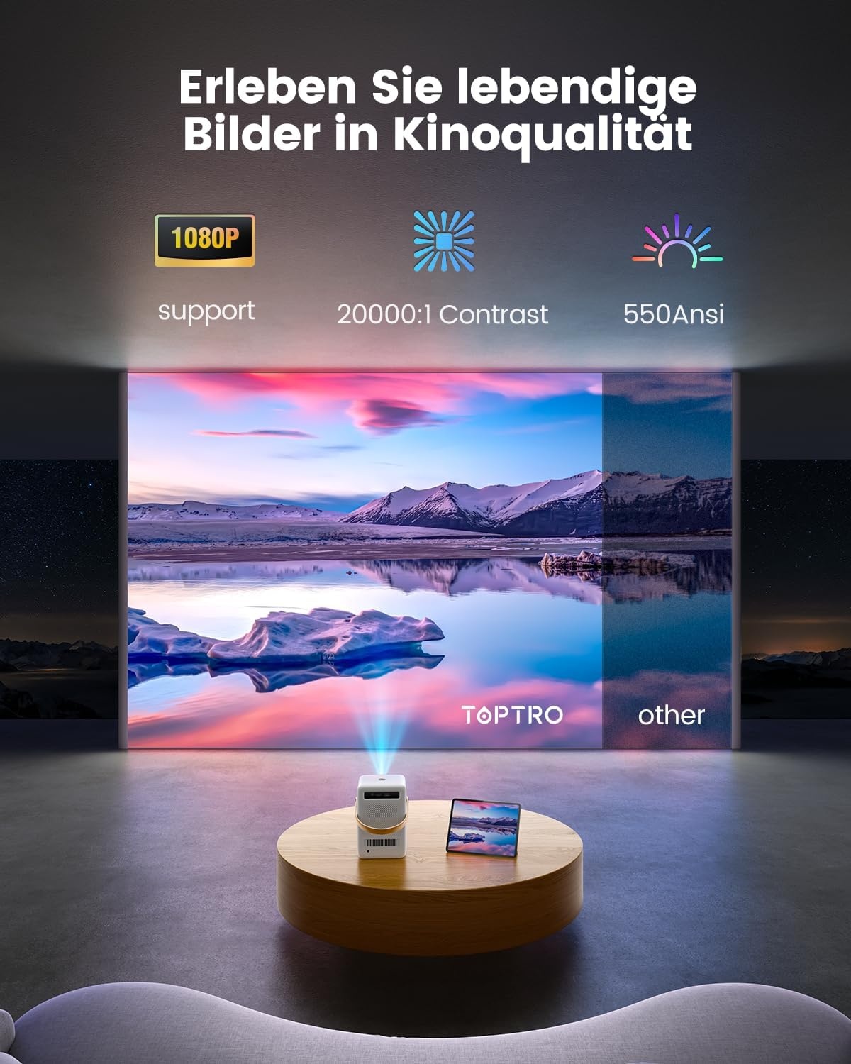 Draagbare Beamer met Accu | Full HD Mini-projector | 63% Korting