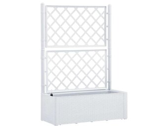 Hoge Plantenbak met Latwerk & Zelfbewatering (Wit) - 35% Korting!
