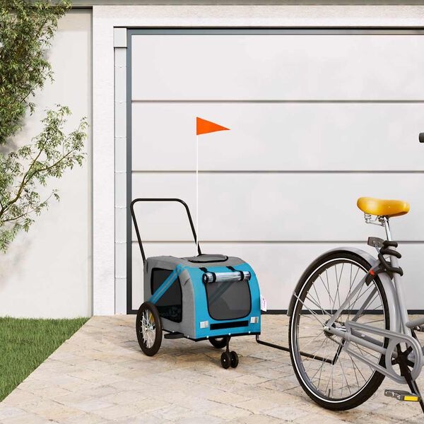 VidaXL Huisdierenfietskar Blauw/Grijs - 34% Korting