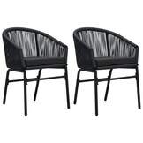 2x Zwarte PE-rattan Tuinstoelen met Kussens - 35% Korting